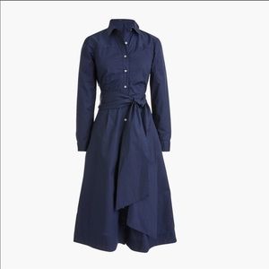 J.CREW tie waist shirt dress in cotton poplin